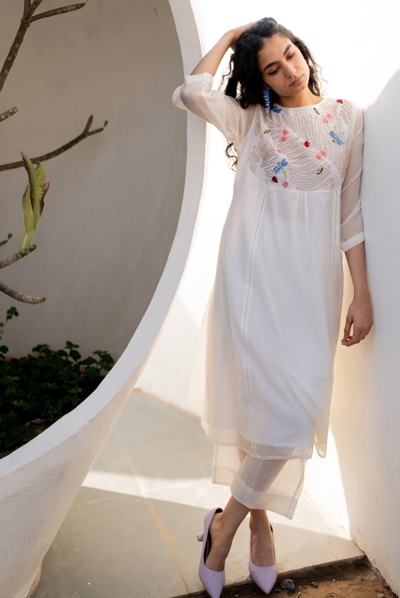 Morning Garden Chanderi Kurta and Palazzos Set - CiceroniKurta SetSilai Studio