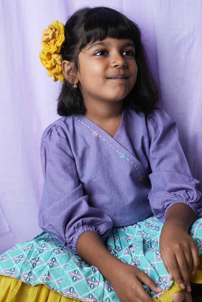 ‘Mosaic Magic’ Girls Ethnic Wear Wrap Top and Lehenga Skirt Set - CiceroniLehenga SetLove The World Today