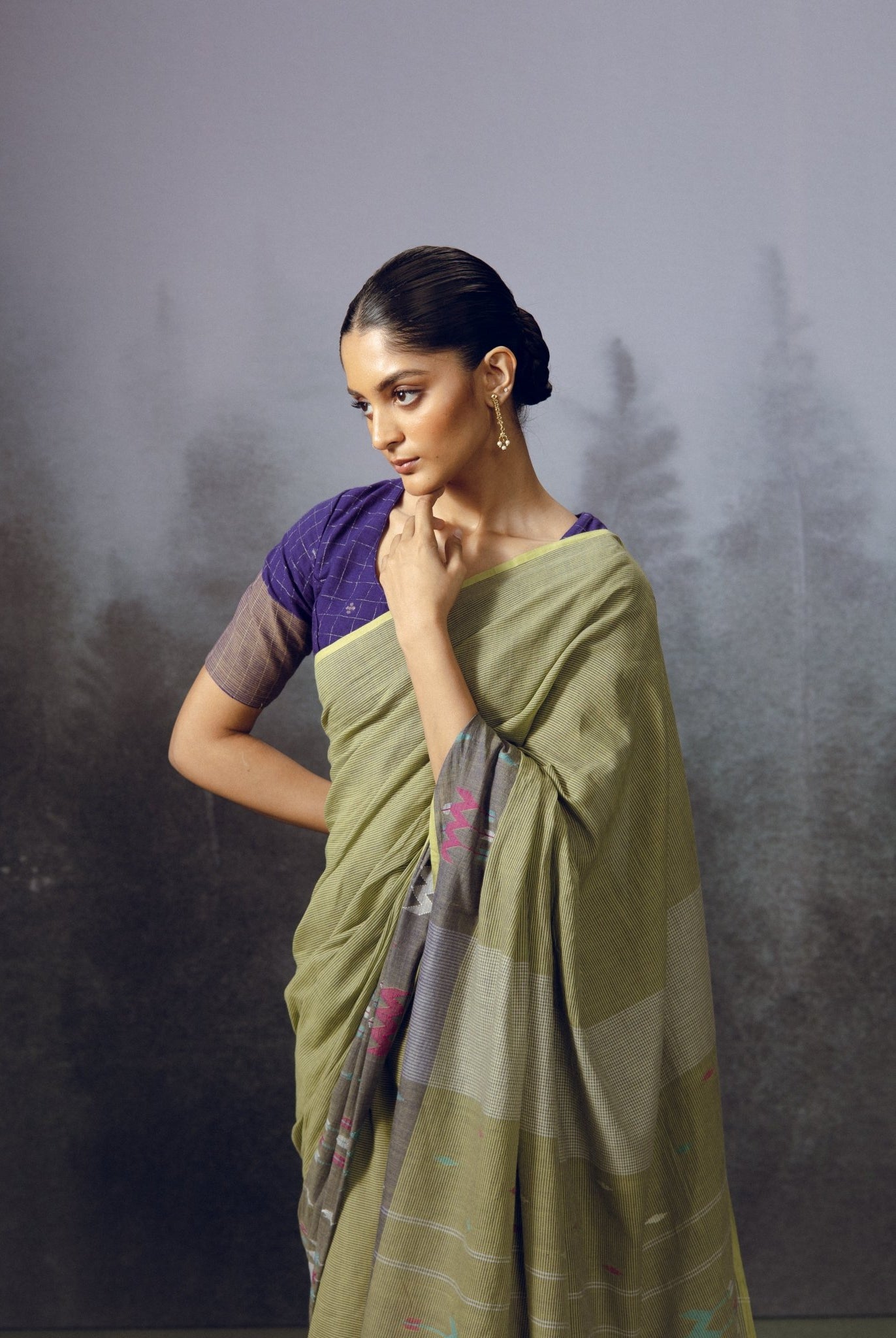 Moss Jamdani Saree - CiceroniSareeGulmohar Calcutta