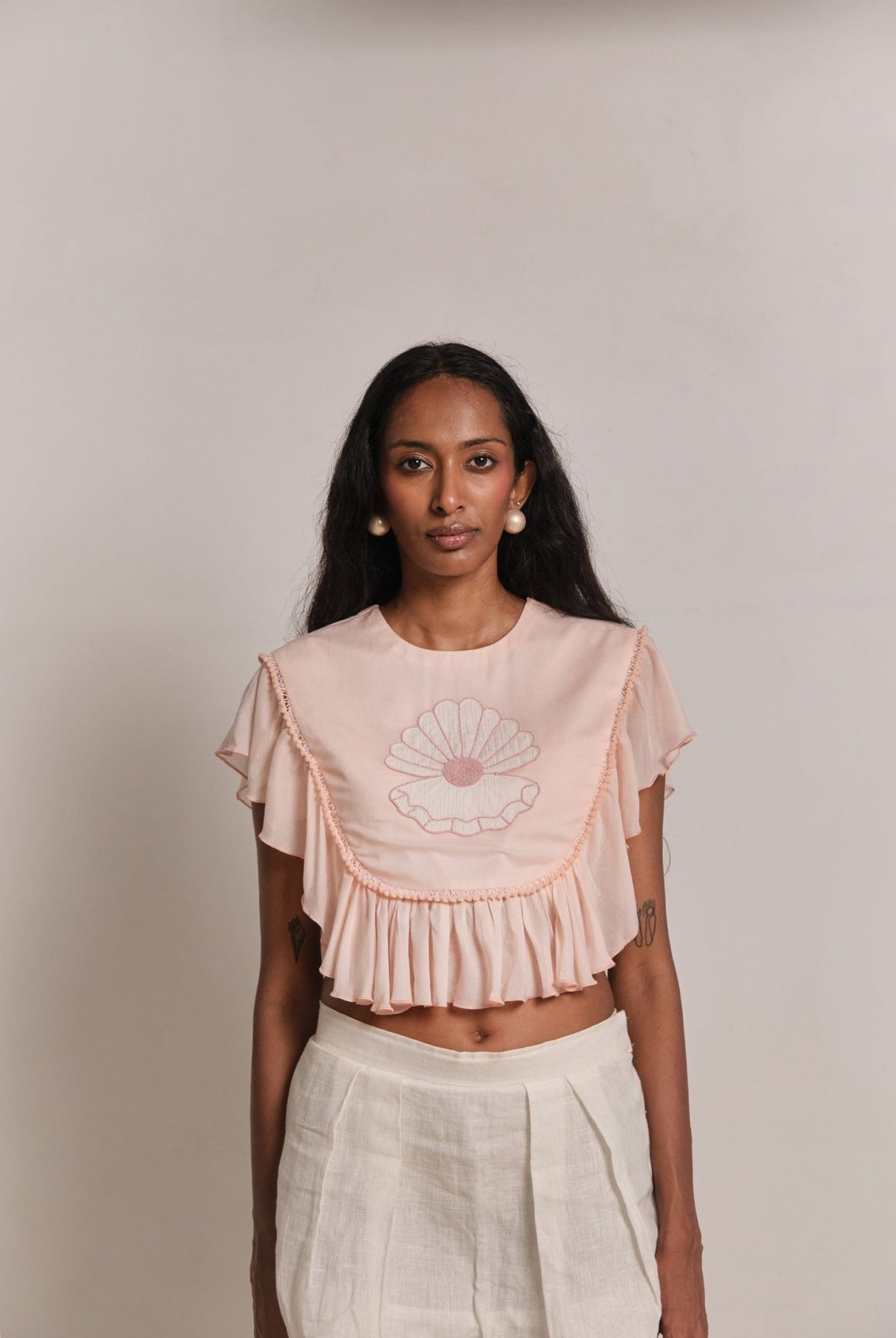 Mother of Pearl Top - Peach - CiceroniTopsShimona