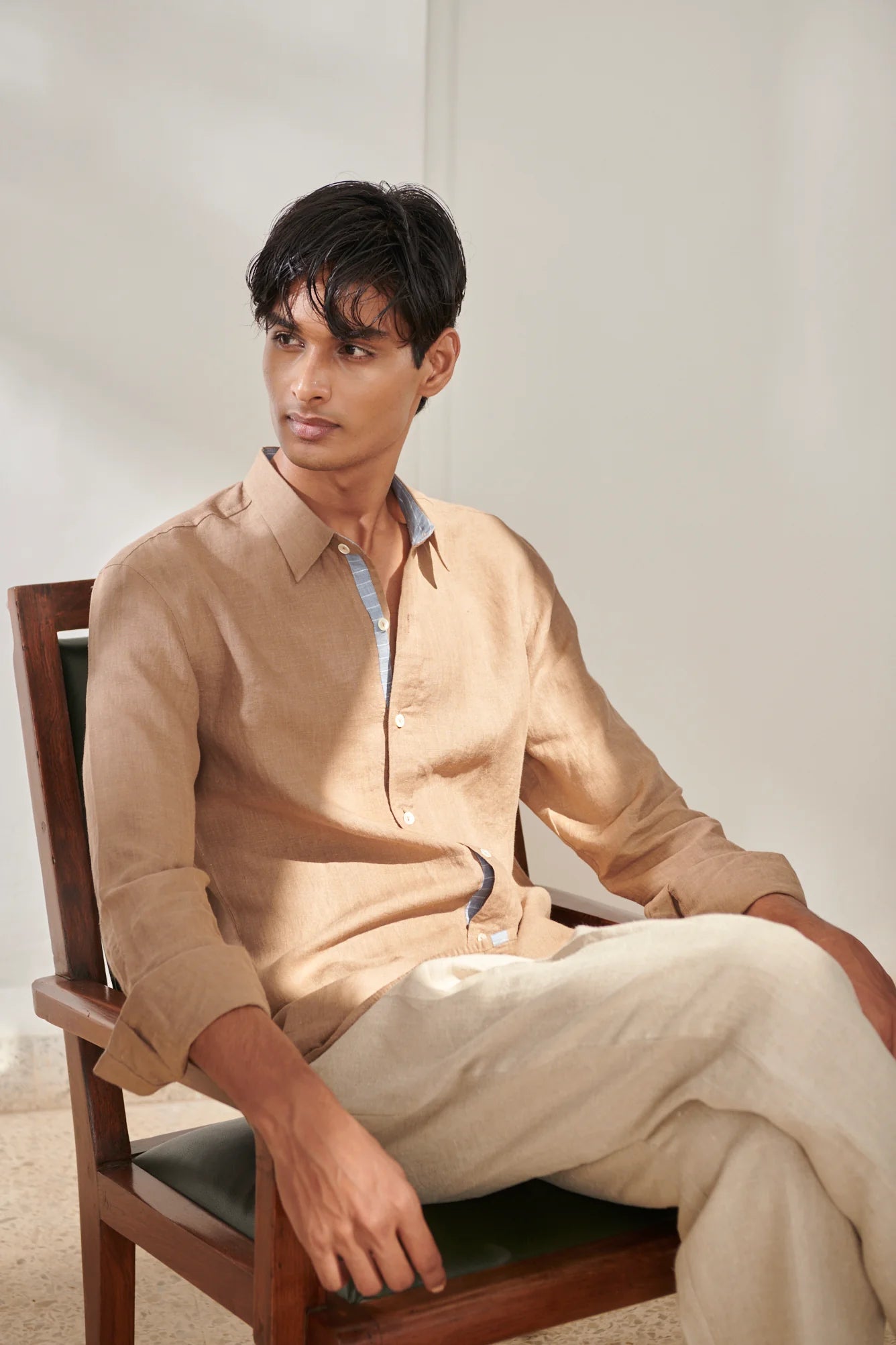 Mousse Linen Men's Oxford Shirt - Slim Fit - CiceroniMen ShirtsSaphed