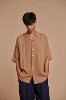 Mousse Linen Men's Pleated Camp Collar Shirt - CiceroniMen ShirtsSaphed