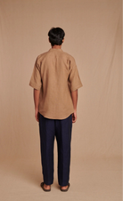 Mousse Linen Men's Pleated Camp Collar Shirt - CiceroniShirtsSaphed