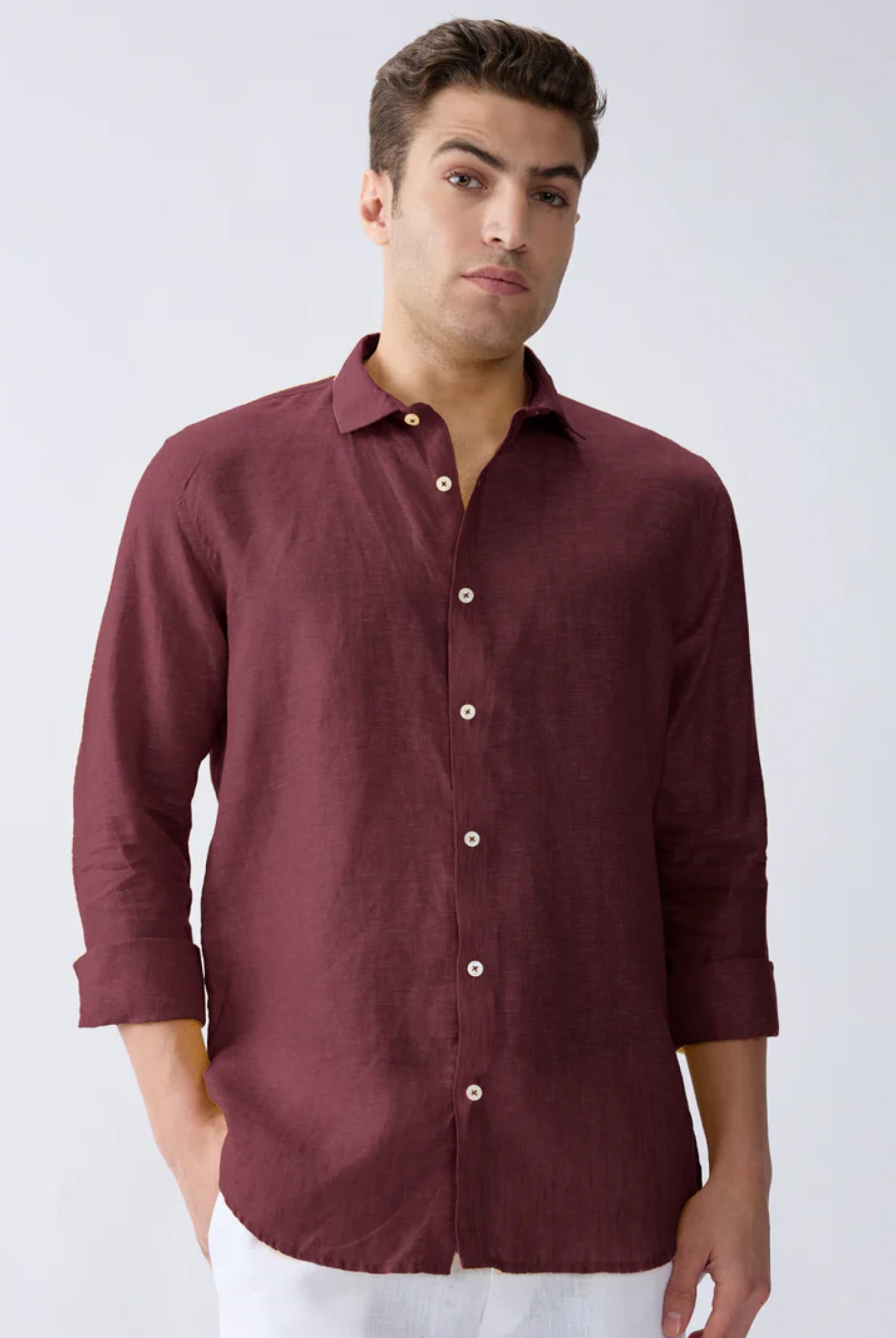 Mulberry Maroon 100% Pure Linen Shirt - CiceroniMen Shirtsbhrāta
