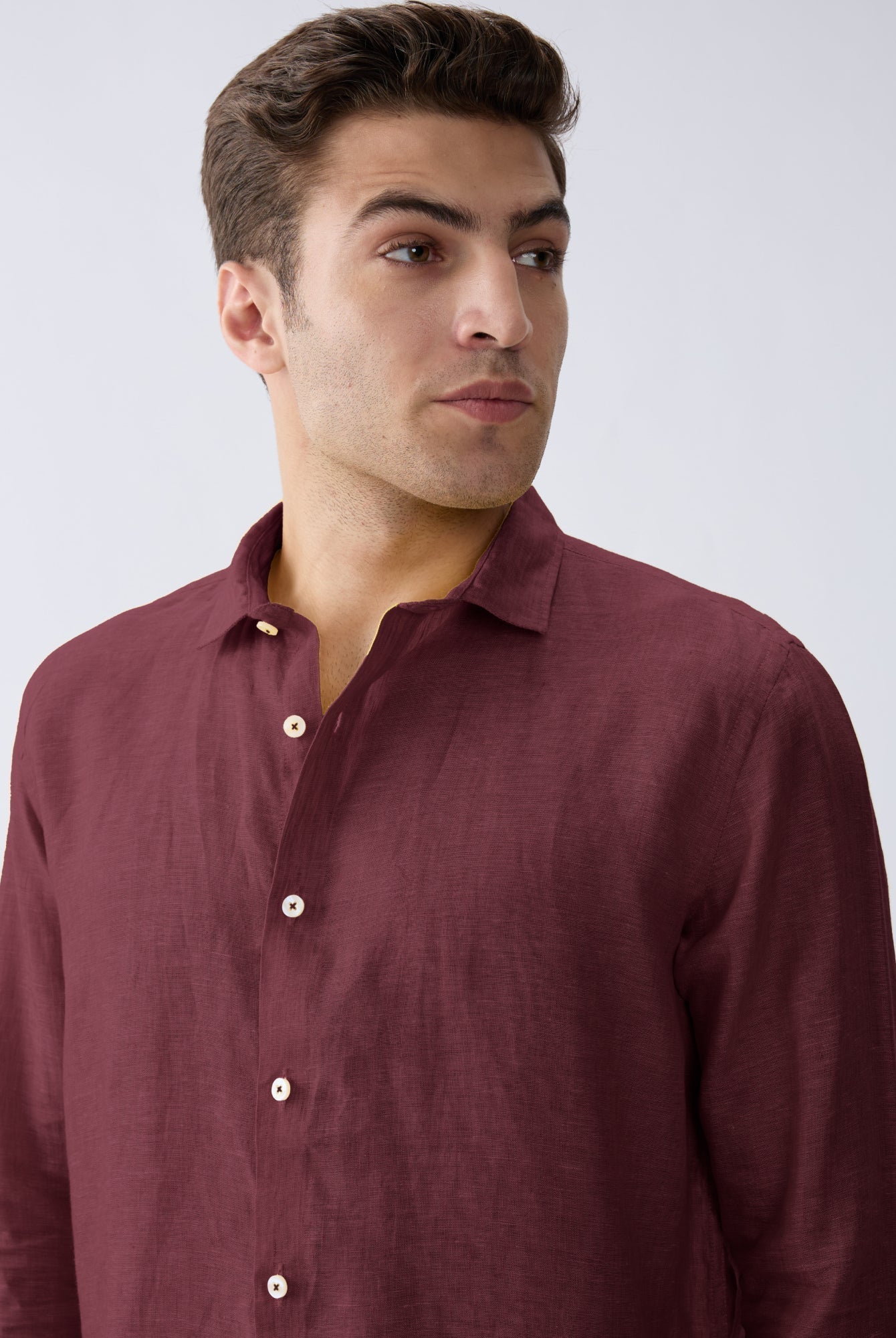 Mulberry Maroon 100% Pure Linen Shirt - CiceroniMen Shirtsbhrāta