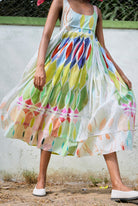 Mulmul Ballet Dress In Athangudi Pastel Print - CiceroniDressesNIKYTA