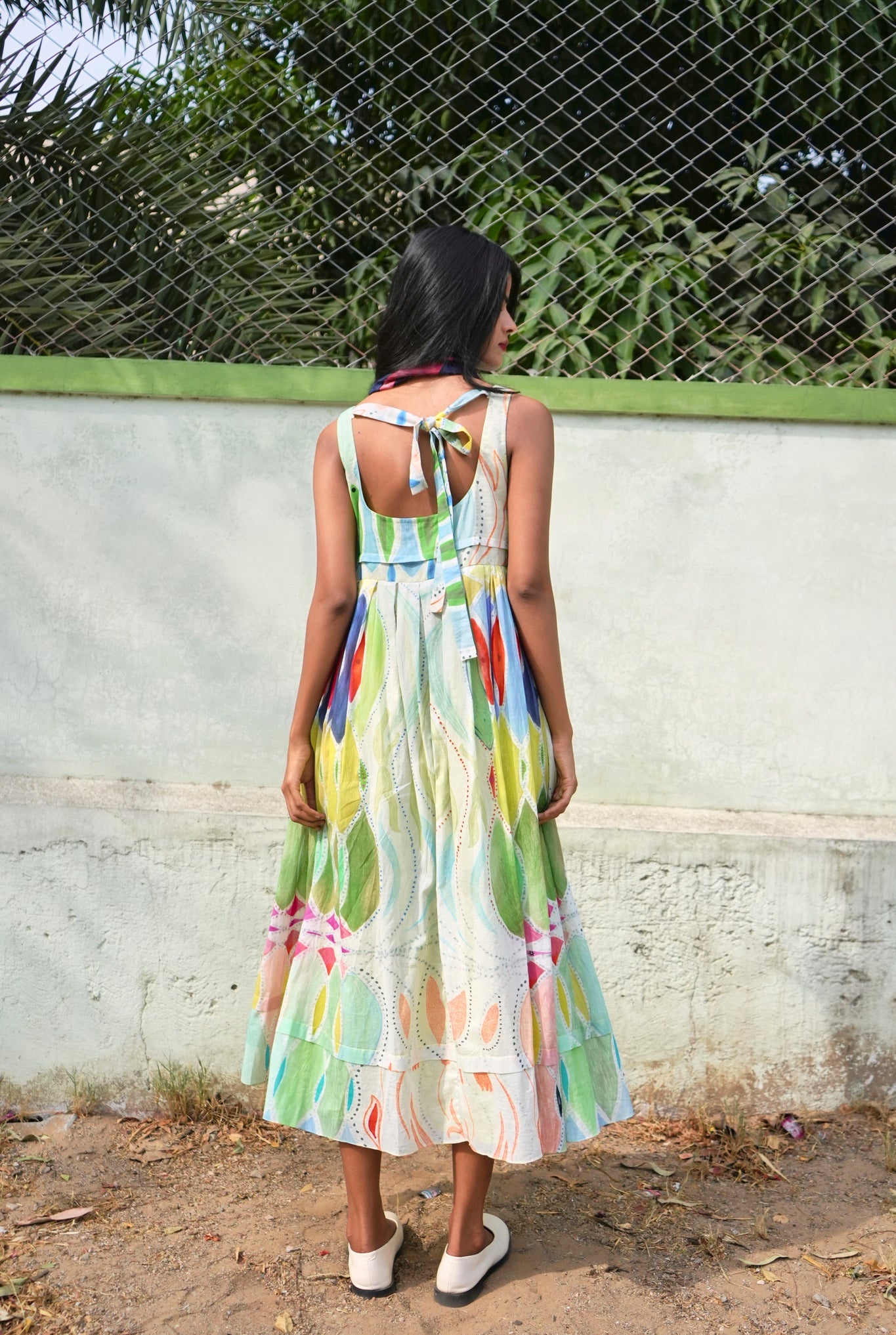 Mulmul Ballet Dress In Athangudi Pastel Print - CiceroniDressesNIKYTA