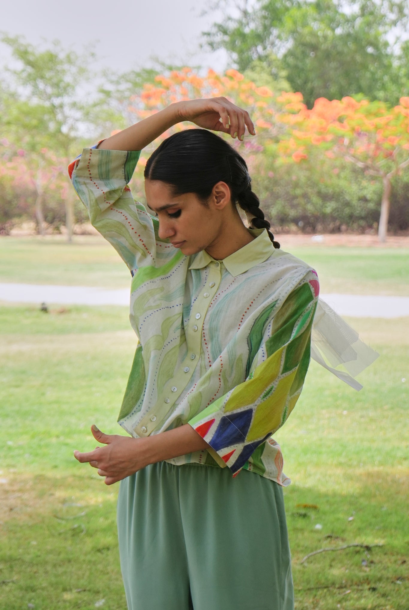 Mulmul Renè Shirt In Athangudi Pastel Print - CiceroniWomen ShirtsNIKYTA