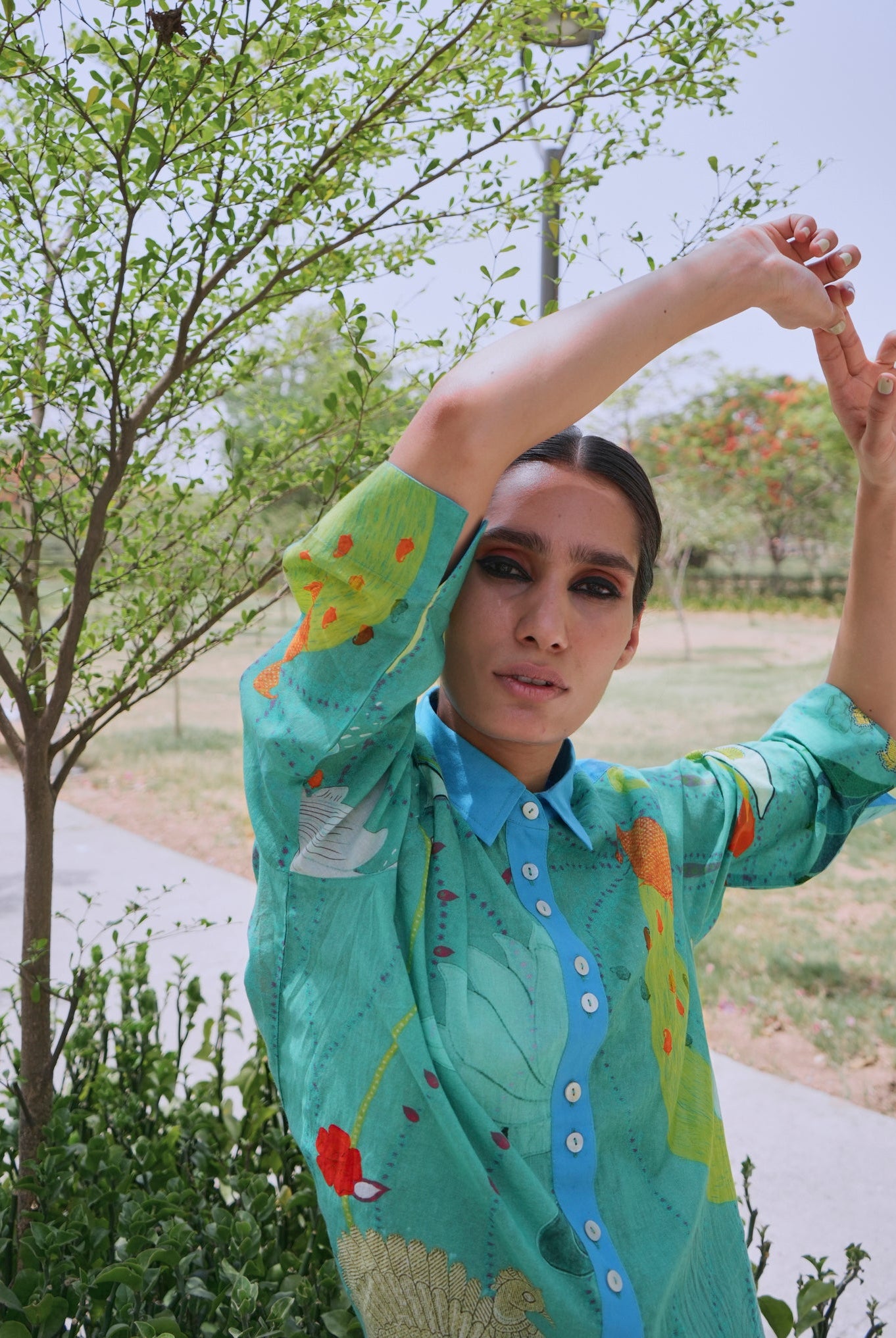 Mulmul Renè Shirt In Chetti Green Print - CiceroniWomen ShirtsNIKYTA