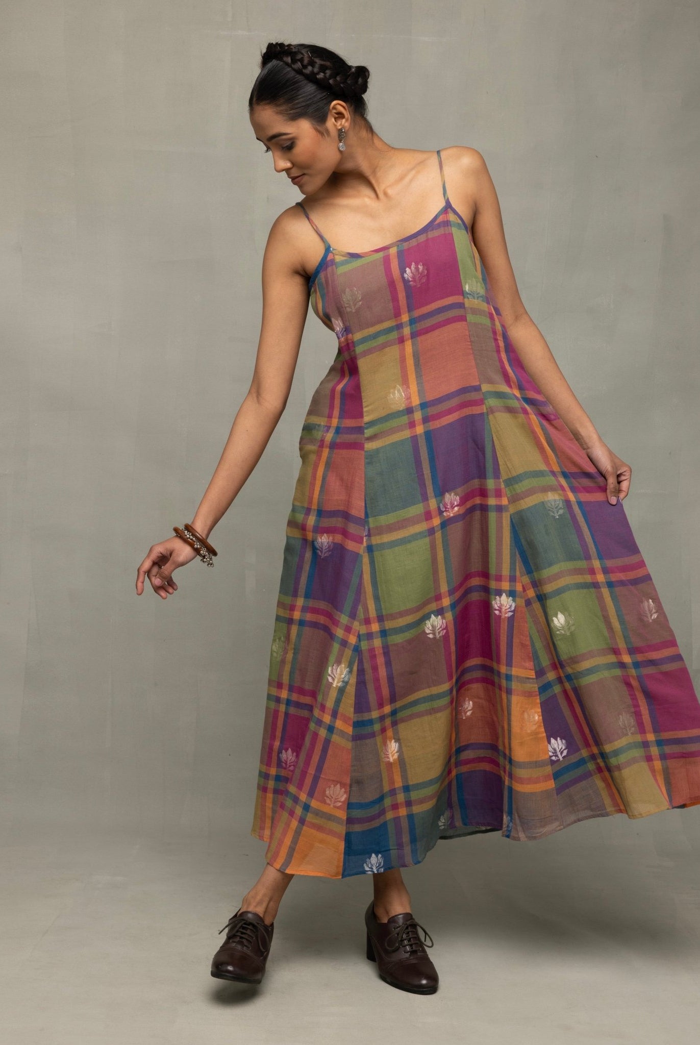 Multicolor Golden Shalpa Jamdani Dress - CiceroniDressesSutra Art of Clothing