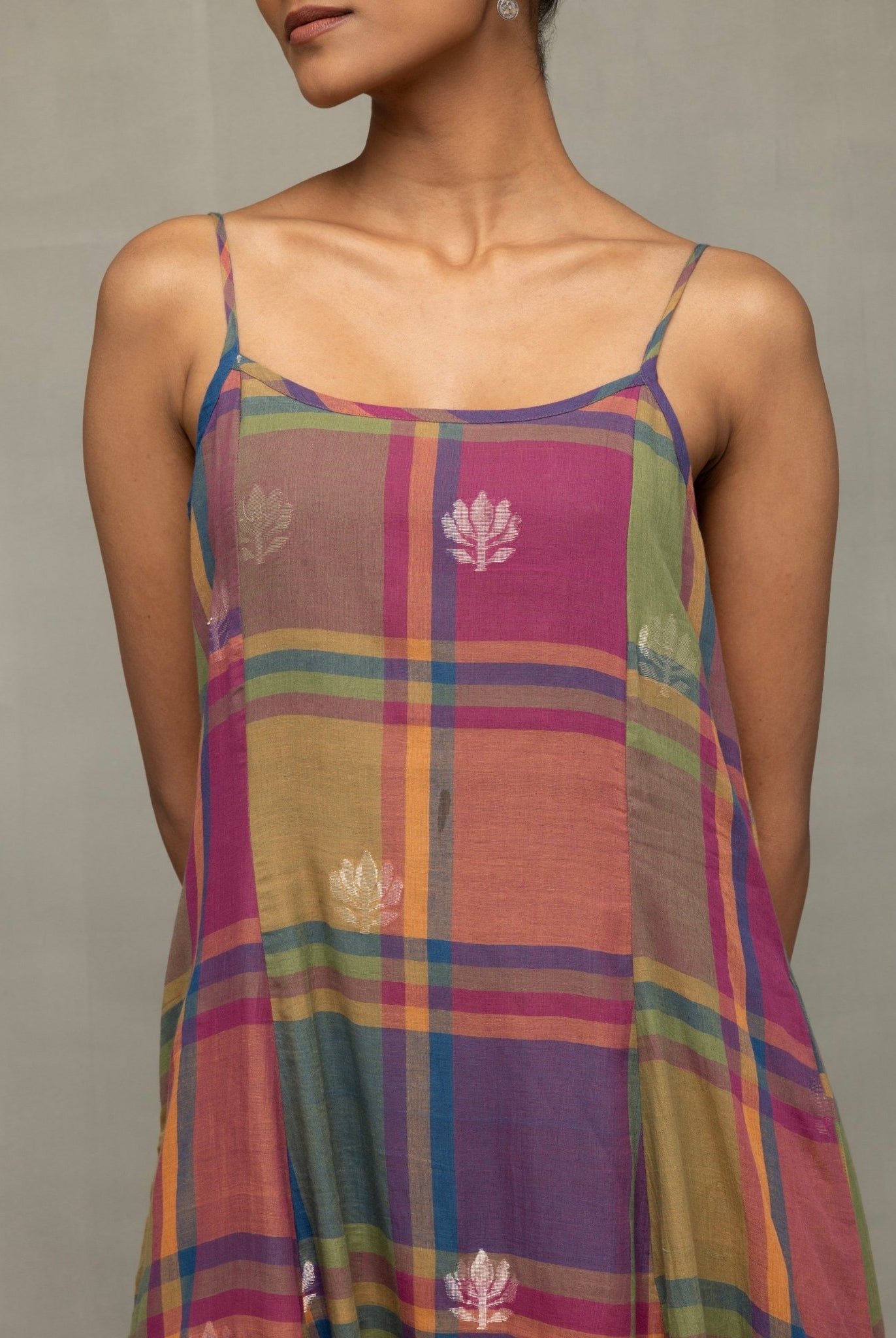 Multicolor Golden Shalpa Jamdani Dress - CiceroniDressesSutra Art of Clothing