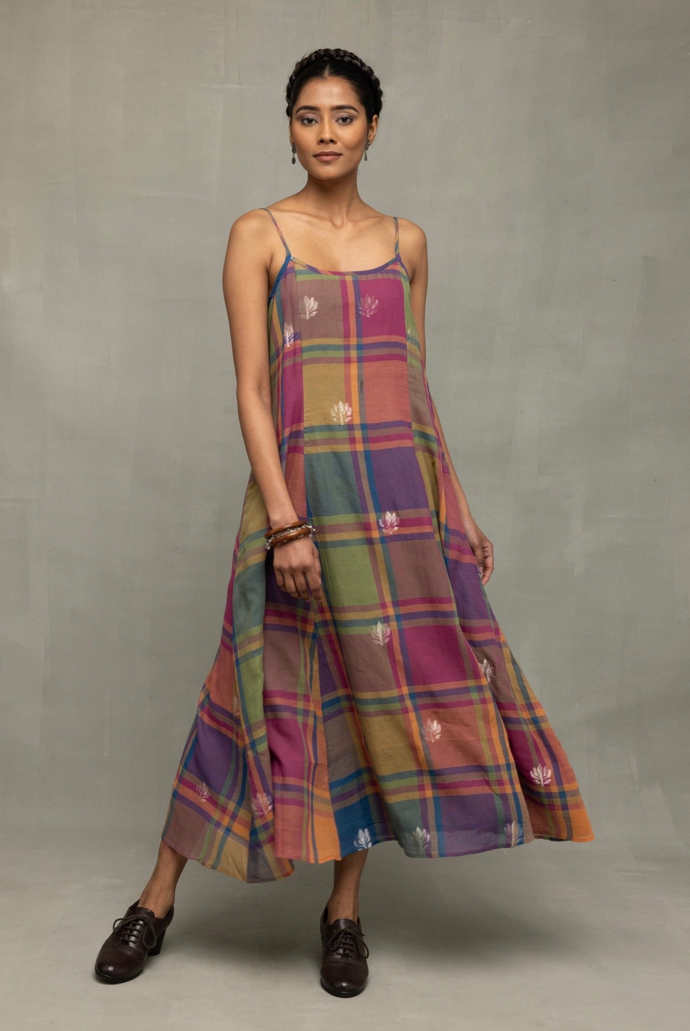 Multicolor Golden Shalpa Jamdani Dress - CiceroniDressesSutra Art of Clothing