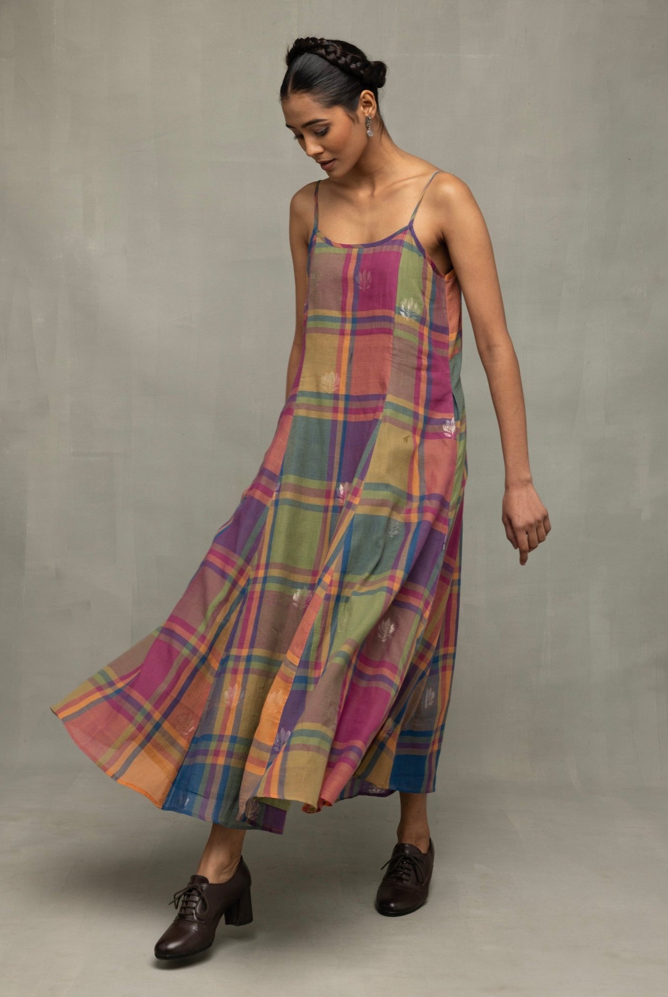 Multicolor Golden Shalpa Jamdani Dress - CiceroniDressesSutra Art of Clothing