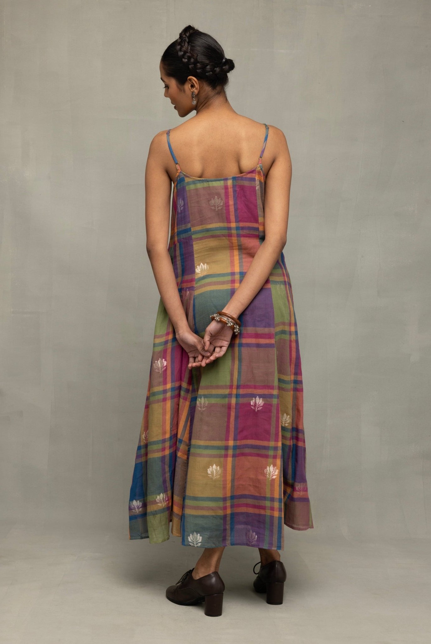 Multicolor Golden Shalpa Jamdani Dress - CiceroniDressesSutra Art of Clothing