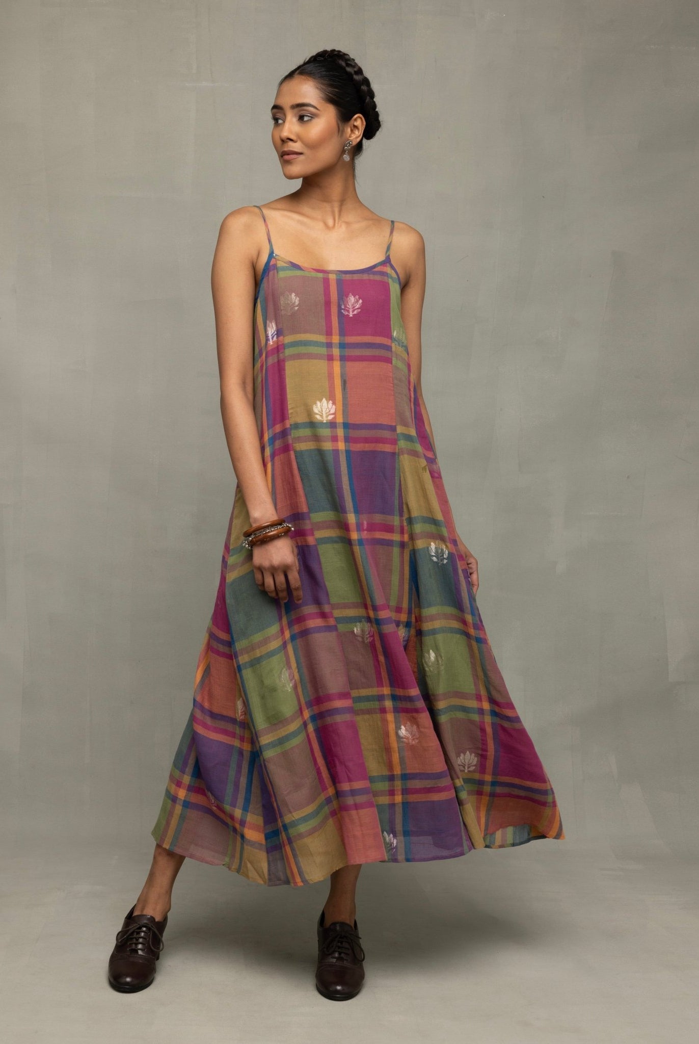 Multicolor Golden Shalpa Jamdani Dress - CiceroniDressesSutra Art of Clothing