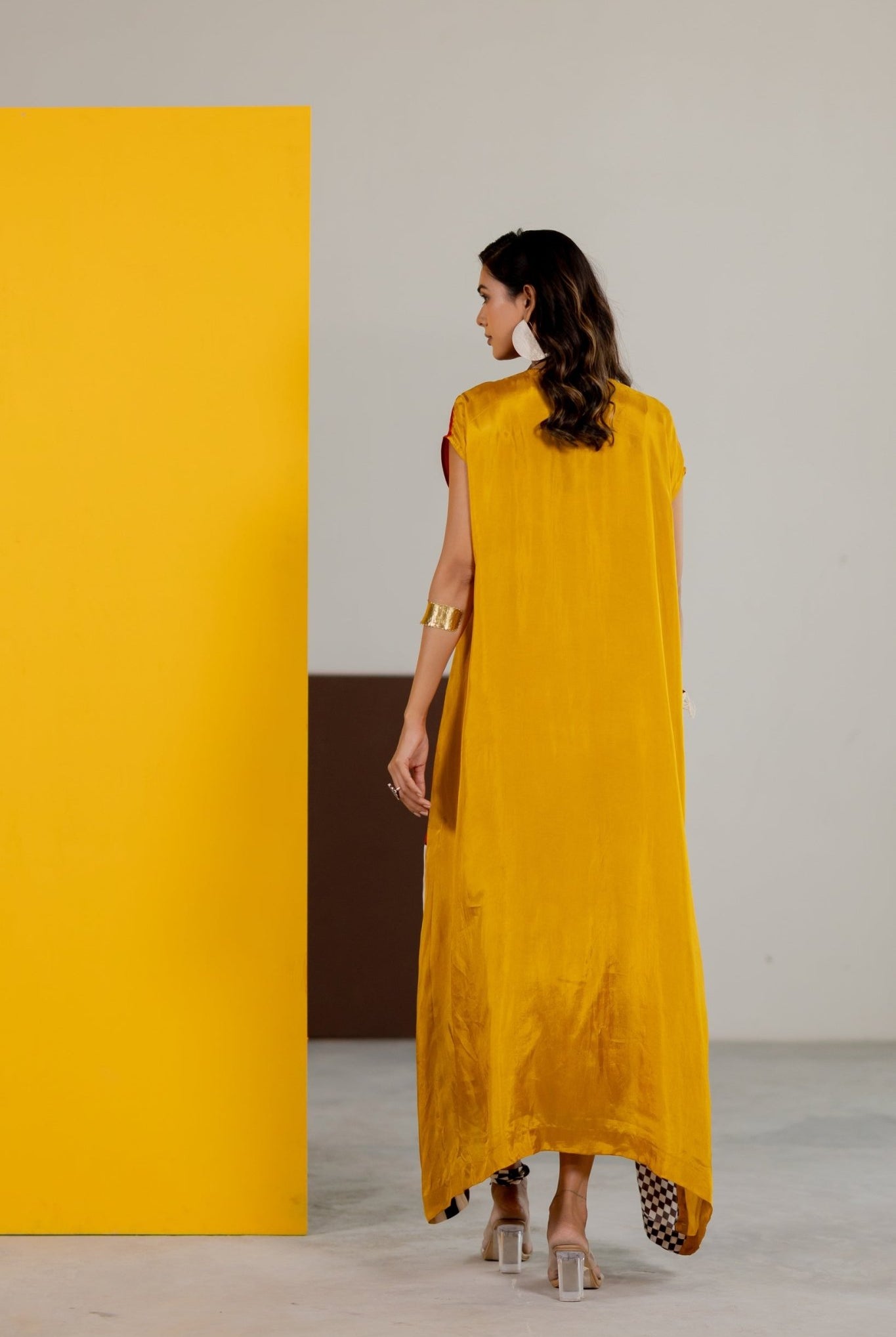 Mustard and Orange Dress - CiceroniDressesTussah
