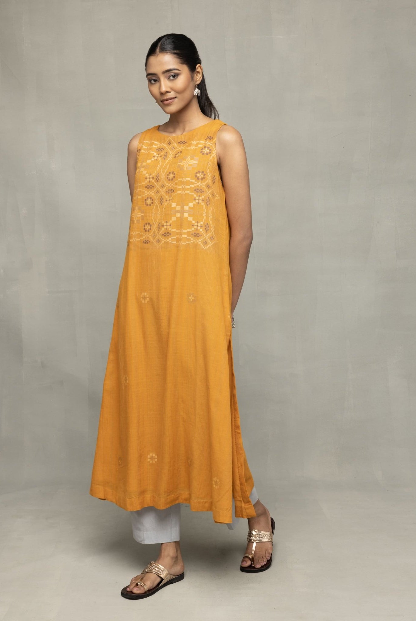 Mustard & Moonlight Jamdani Kurta Set with Dupatta - CiceroniKurta Set, Everyday WearSutra Art of Clothing