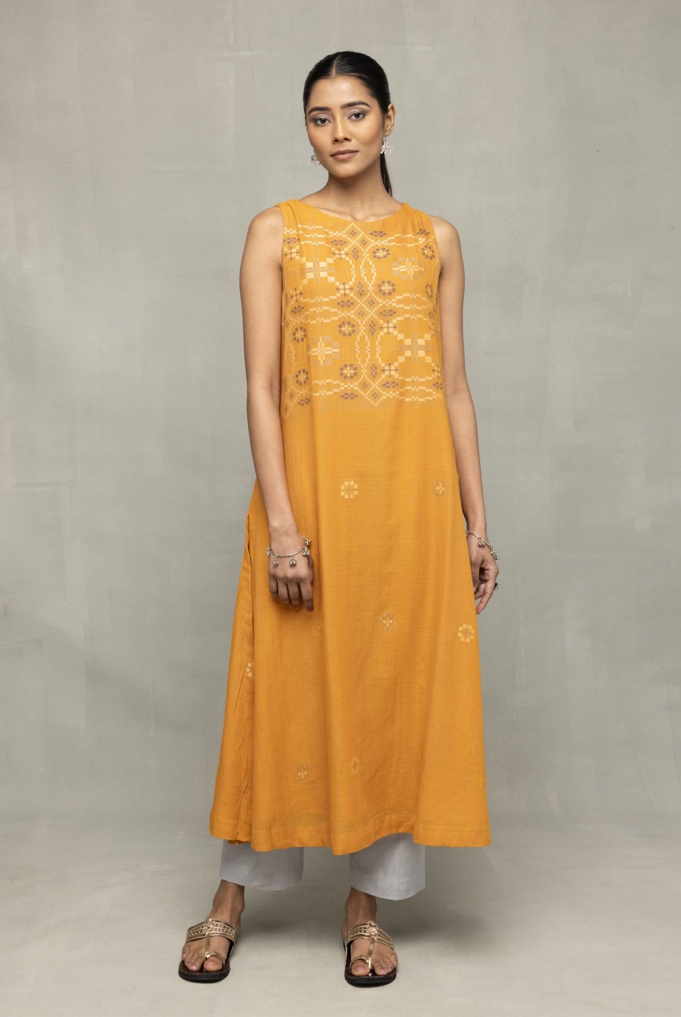 Mustard & Moonlight Jamdani Kurta Set with Dupatta - CiceroniKurta Set, Everyday WearSutra Art of Clothing