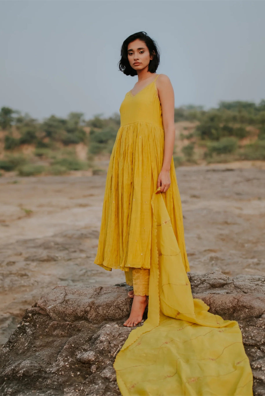 Mustard Nasim Jama Set - CiceroniKurta Set, Festive WearNirjara