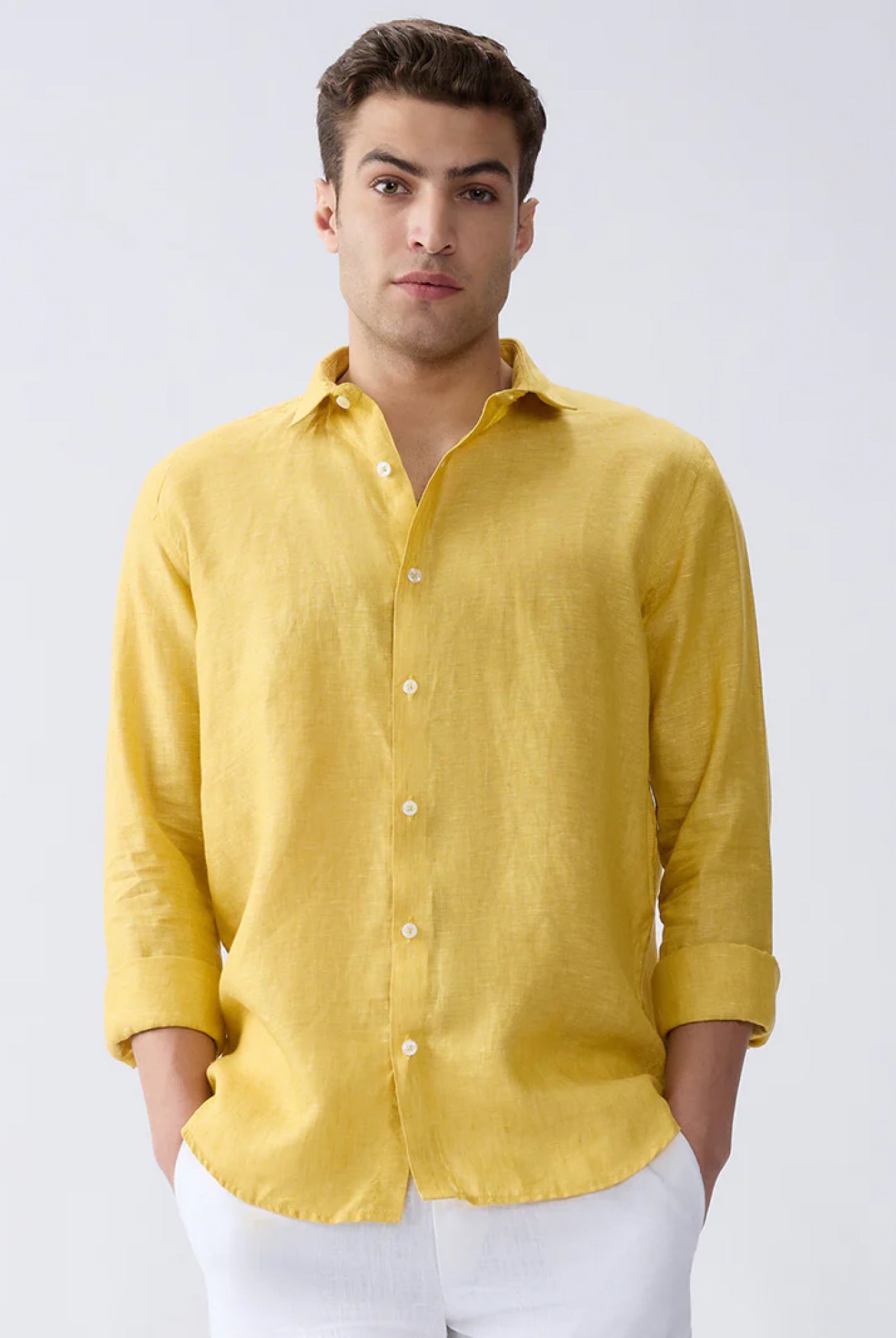 Mustard Yellow 100% Pure Linen Shirt - CiceroniMen Shirtsbhrāta
