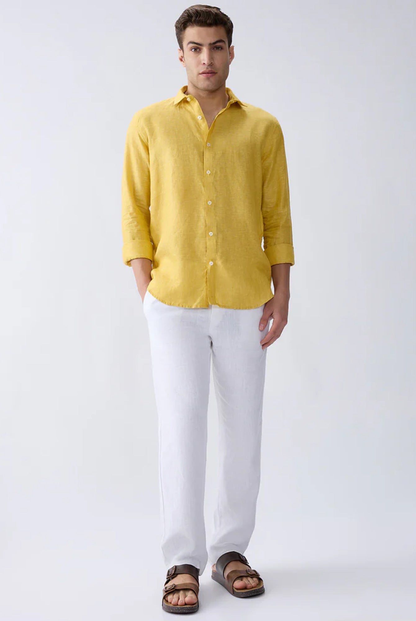 Mustard Yellow 100% Pure Linen Shirt - CiceroniMen Shirtsbhrāta