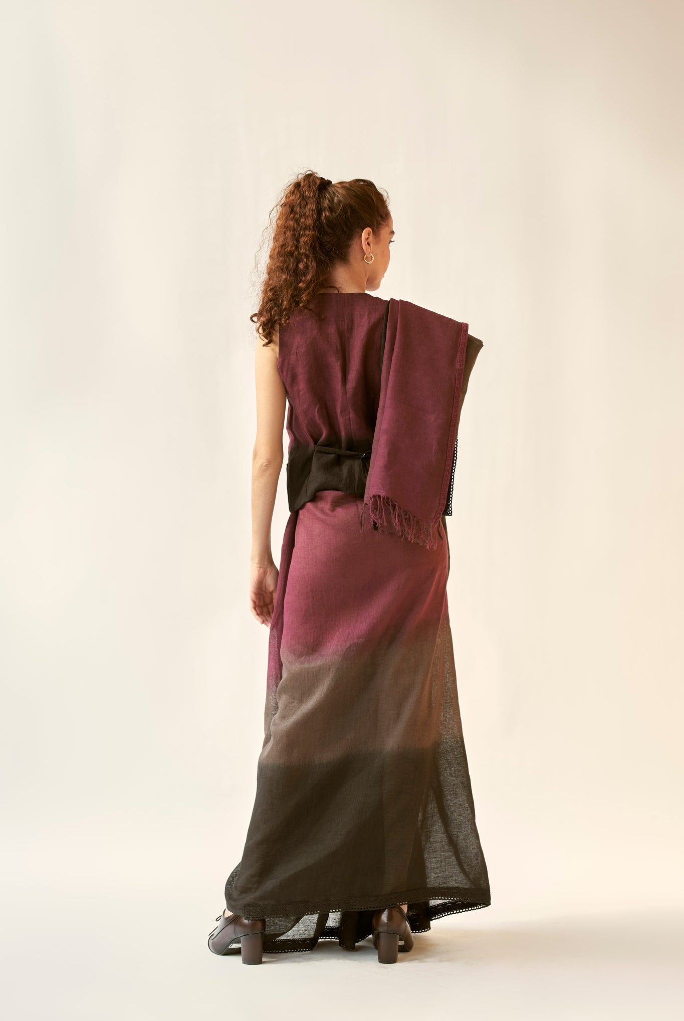 Mystic Me Saree - Wine - CiceroniSaree SetPaeony