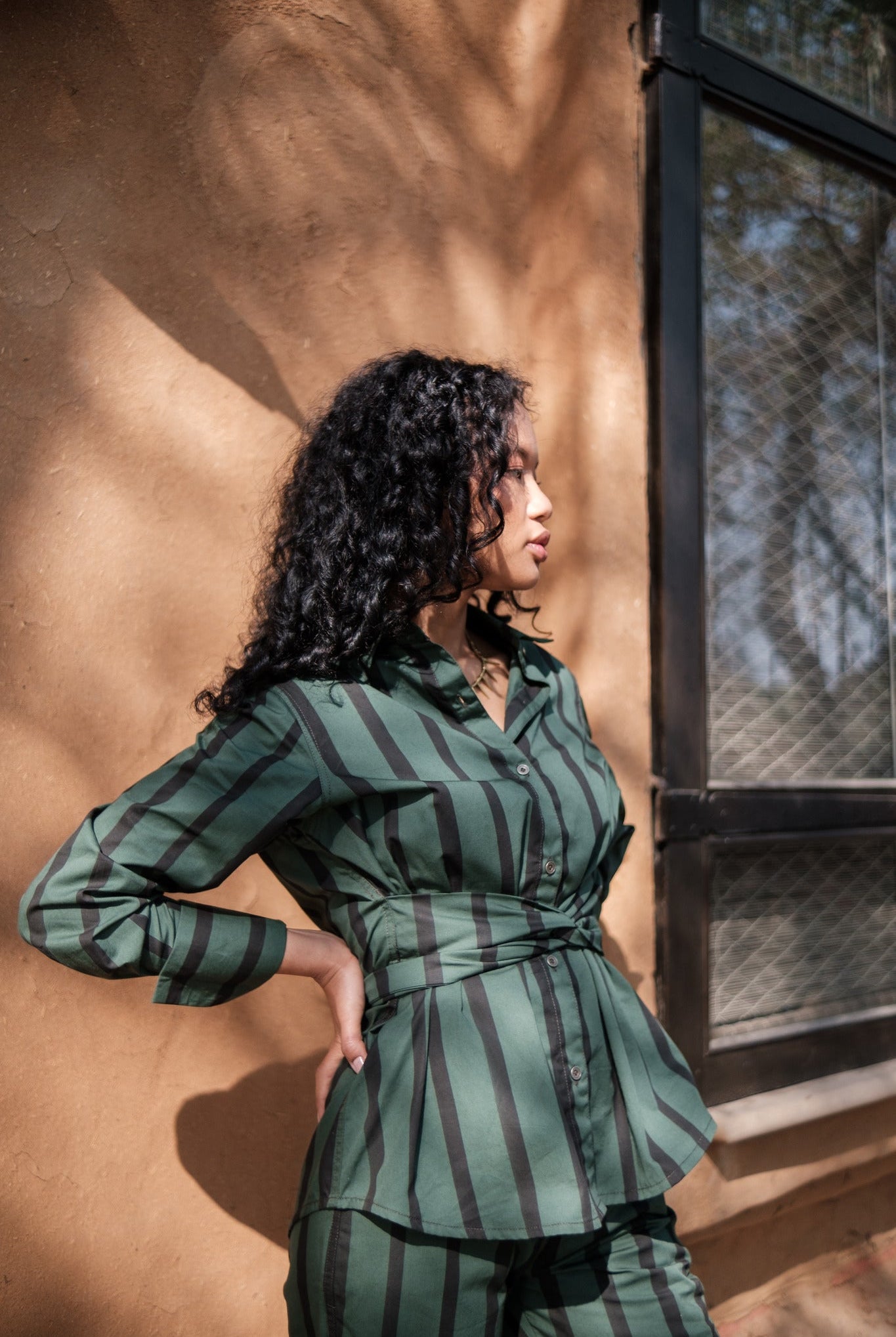 Nara Front Knot Shirt - Stripe Print - CiceroniShirtsThe Terra Tribe