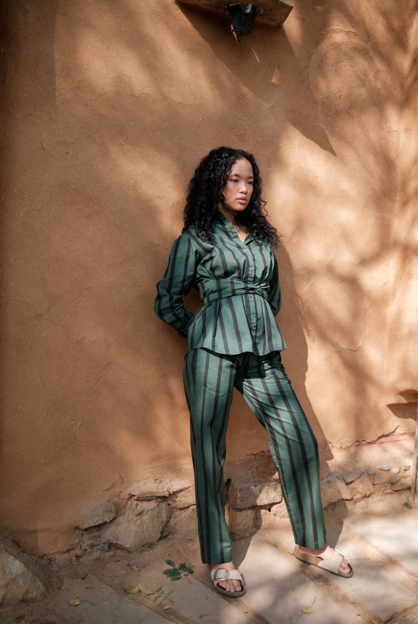 Nara Front Knot Shirt - Stripe Print - CiceroniShirtsThe Terra Tribe