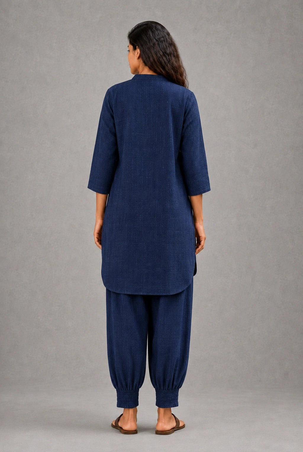 Navy Blue Khadi Cotton Co-ord Set - CiceroniKurta Set, Everyday WearSutra Art of Clothing
