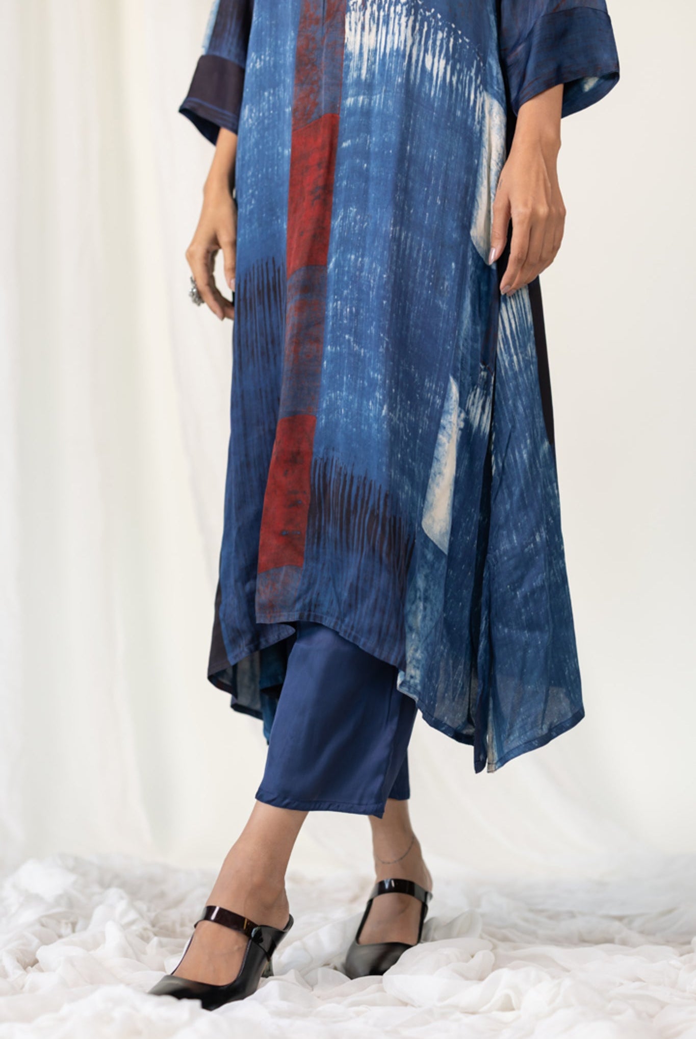 Navy Crimson Streak Kurta Set - CiceroniKurta Set, Everyday WearMaidaan