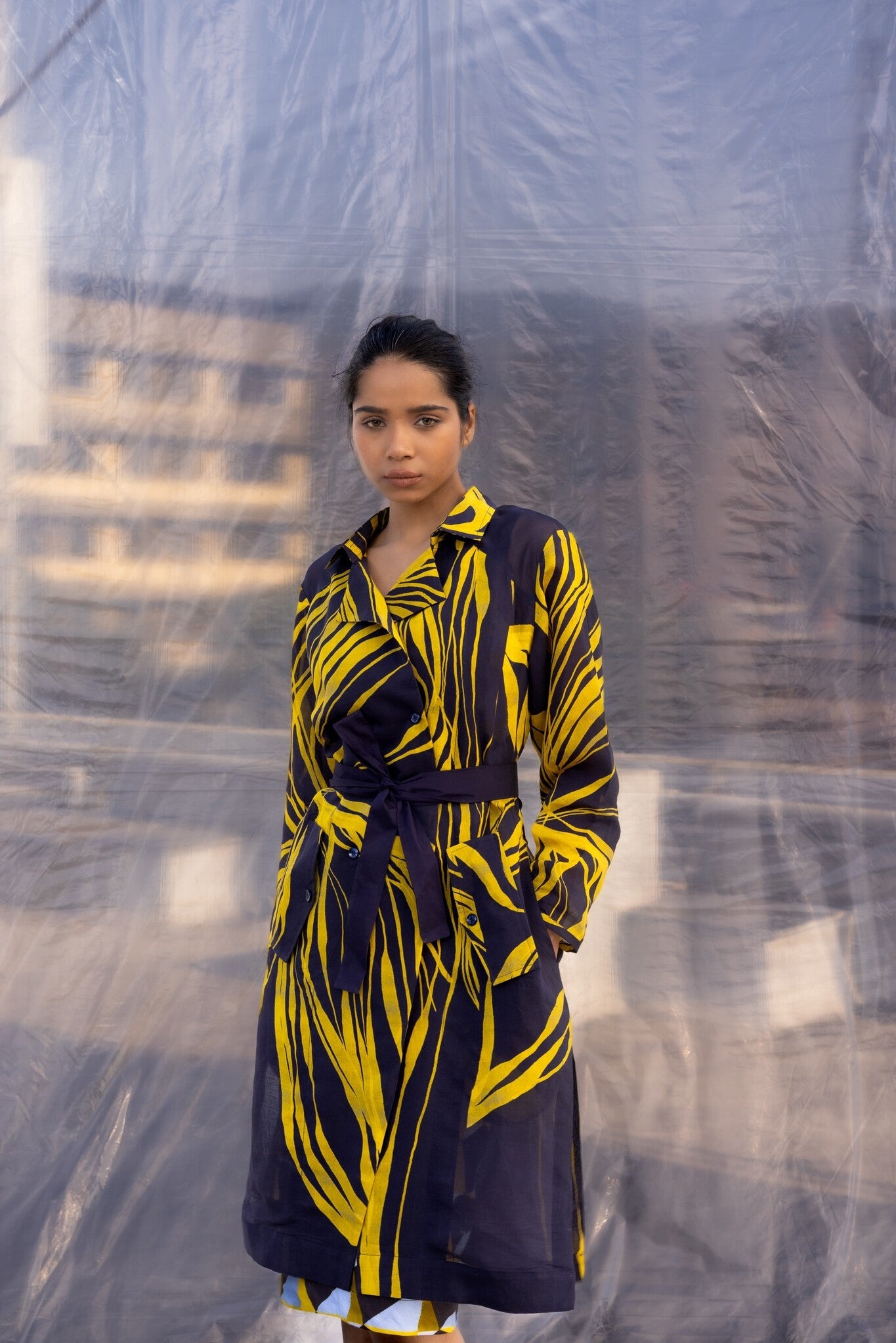 Navy String Silk Trench - CiceroniTrench CoatBENNCH