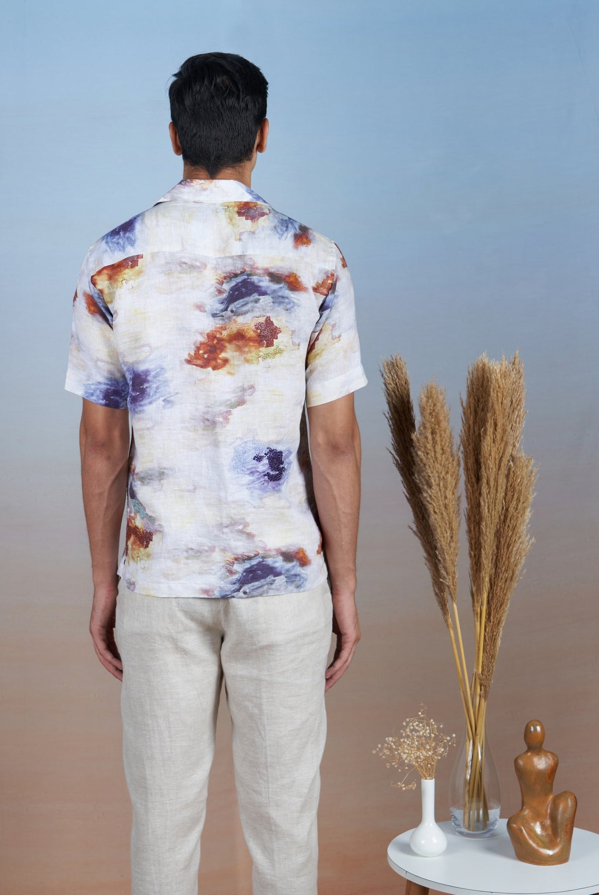 Nebula Nights - Hand Embroidered Unisex Printed Linen Shirt - CiceroniShirtsCultura Studio