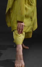 Neck Gather Metallic Dots Chanderi Co - Ord (Set of 2) - Pista Green - CiceroniKurta Set, Festive WearHiranya