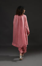 Neck Gather Metallic Dots Chanderi Co - Ord (Set of 2) - Rose Pink - CiceroniKurta Set, Festive WearHiranya