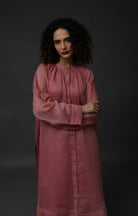 Neck Gather Metallic Dots Chanderi Co - Ord (Set of 2) - Rose Pink - CiceroniKurta Set, Festive WearHiranya