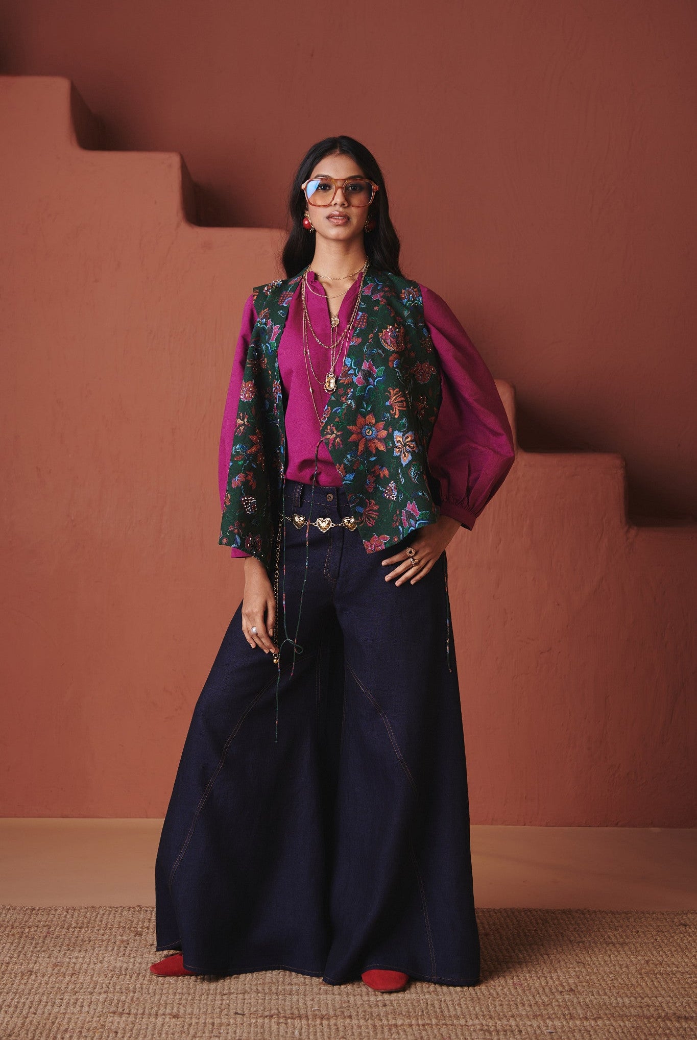 Neel Linen Denim Flared Pants - CiceroniWomen PantsSaphed