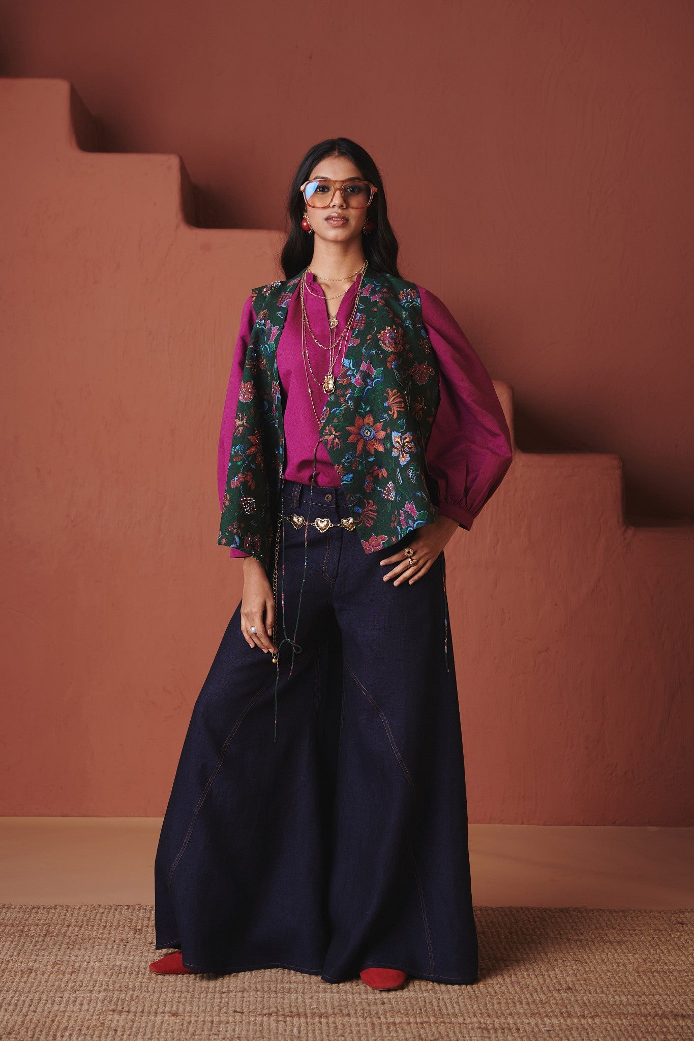 Neel Linen Denim Flared Pants - CiceroniWomen PantsSaphed