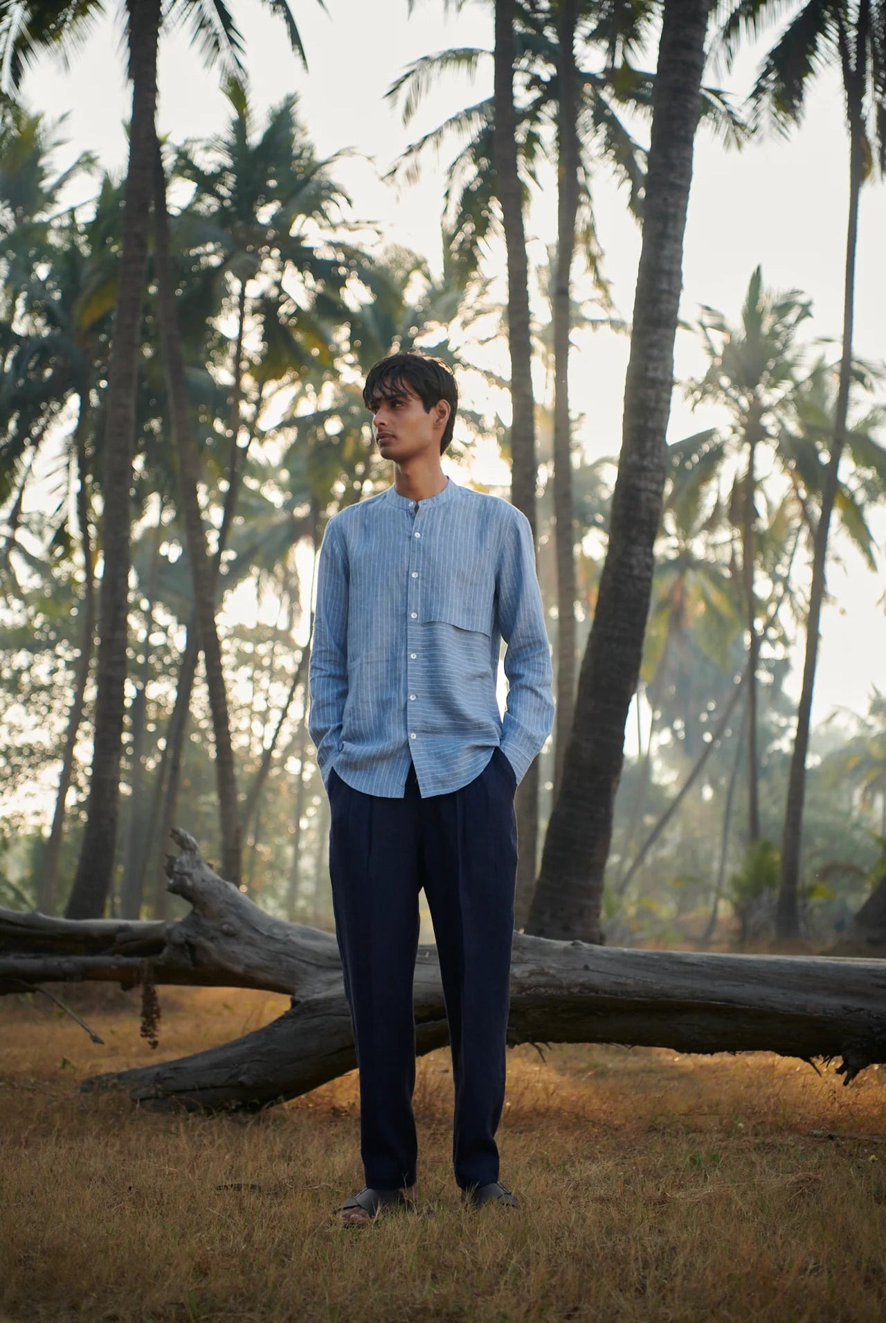 Neel Linen Denim Men's Pleated Tappered Pants - CiceroniPantsSaphed