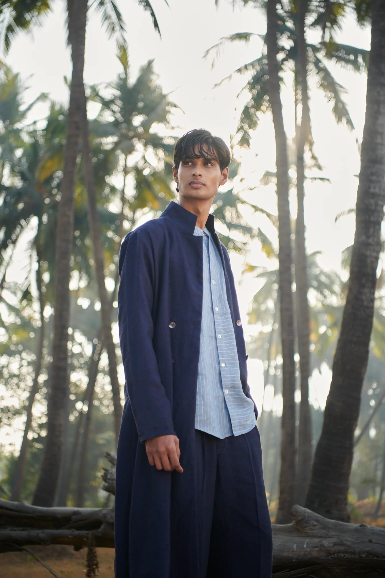Neel Linen Denim Men's Summer Trench - CiceroniSaphed
