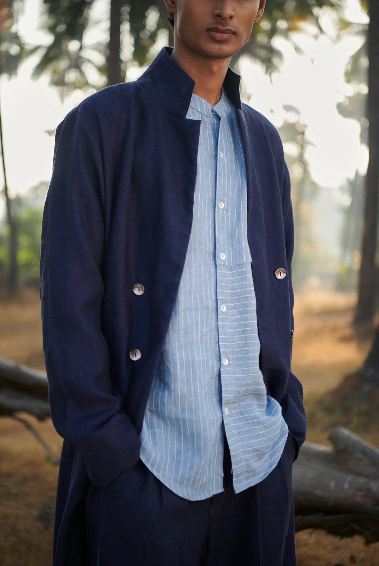 Neel Linen Men's Summer Trench - CiceroniJacketsSaphed