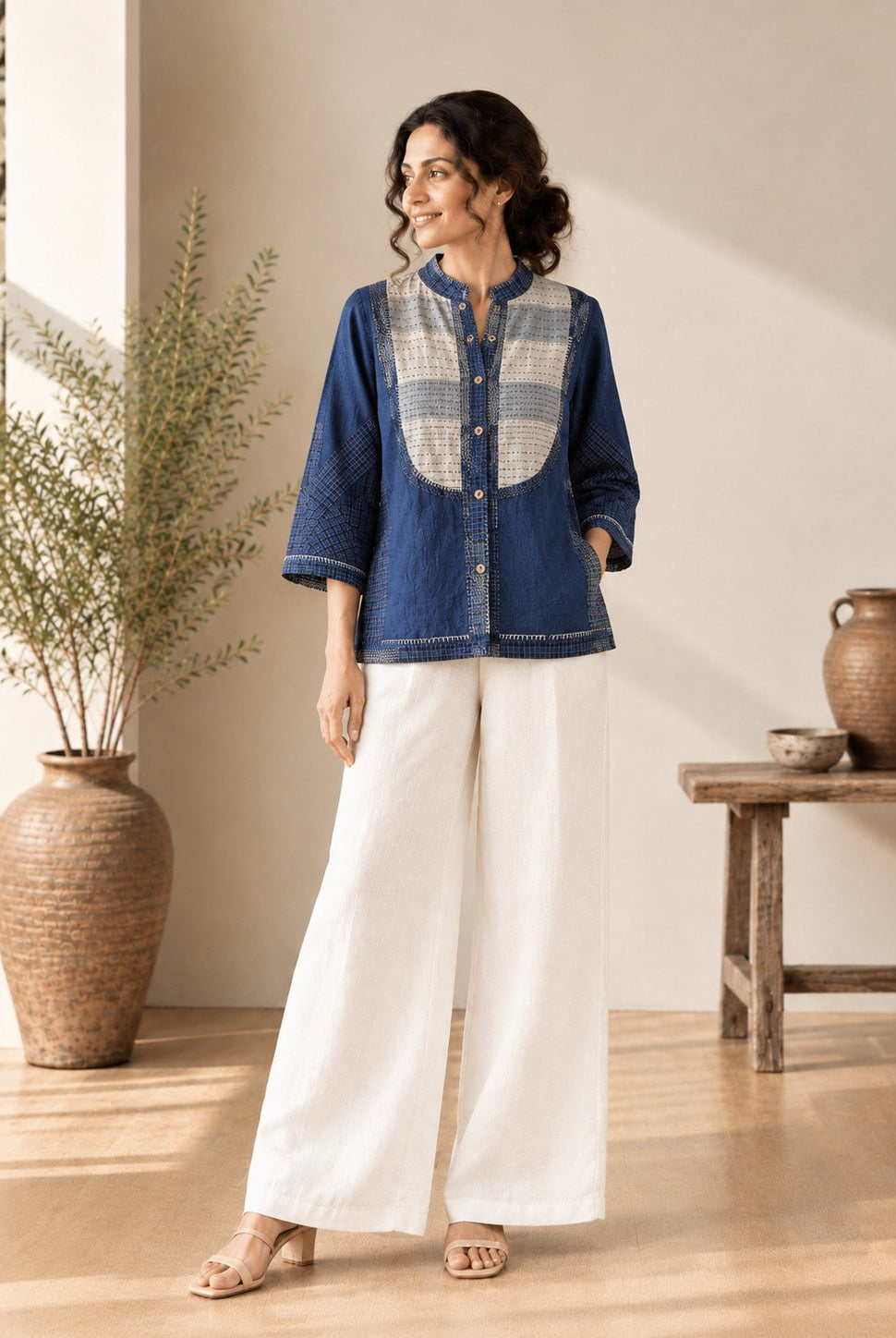 Neel Shirt - Indigo - CiceroniWomen ShirtsThe Woven Lab