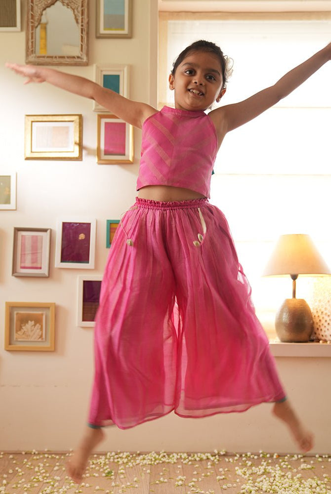 Neelkamal coord set in pink and gold - CiceroniKurta Set, Festive WearLove The World Today