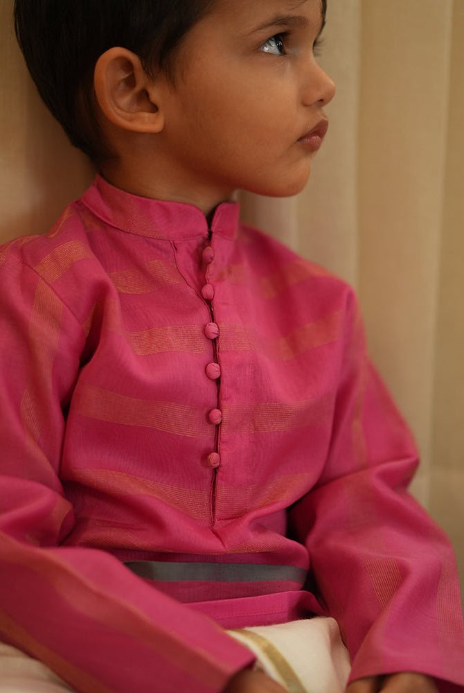 Neelkamal ethnic kurta in pink gold stripe - CiceroniKurta, Festive WearLove The World Today