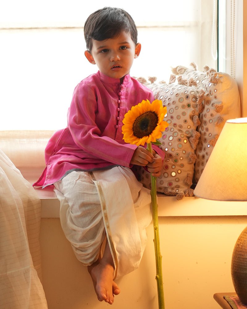 Neelkamal ethnic kurta in pink gold stripe - CiceroniKurta, Festive WearLove The World Today