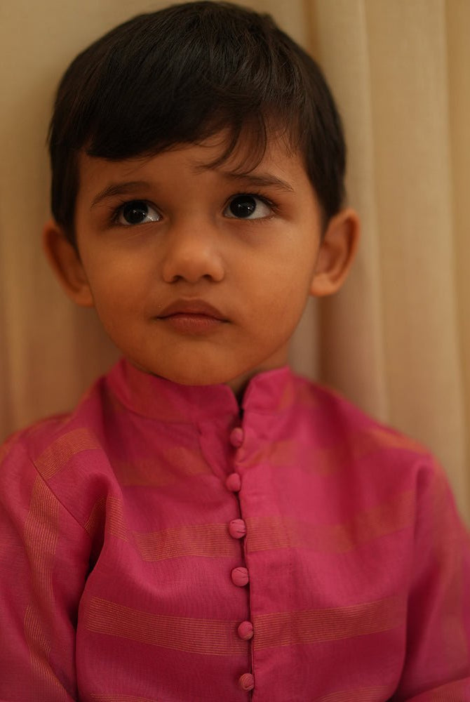 Neelkamal ethnic kurta in pink gold stripe - CiceroniKurta, Festive WearLove The World Today