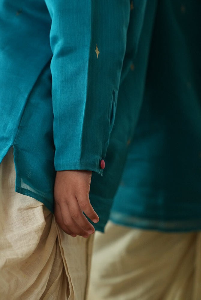 Nilima kurta in teal with motif - CiceroniKurta, Festive WearLove The World Today