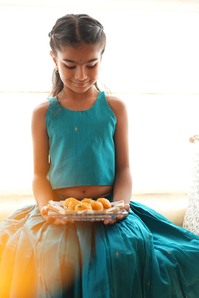 Nilima lehenga set in teal - CiceroniLehenga SetLove The World Today