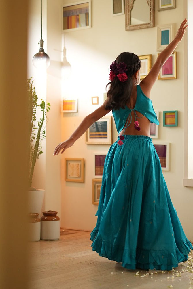 Nilima lehenga set in teal - CiceroniLehenga SetLove The World Today