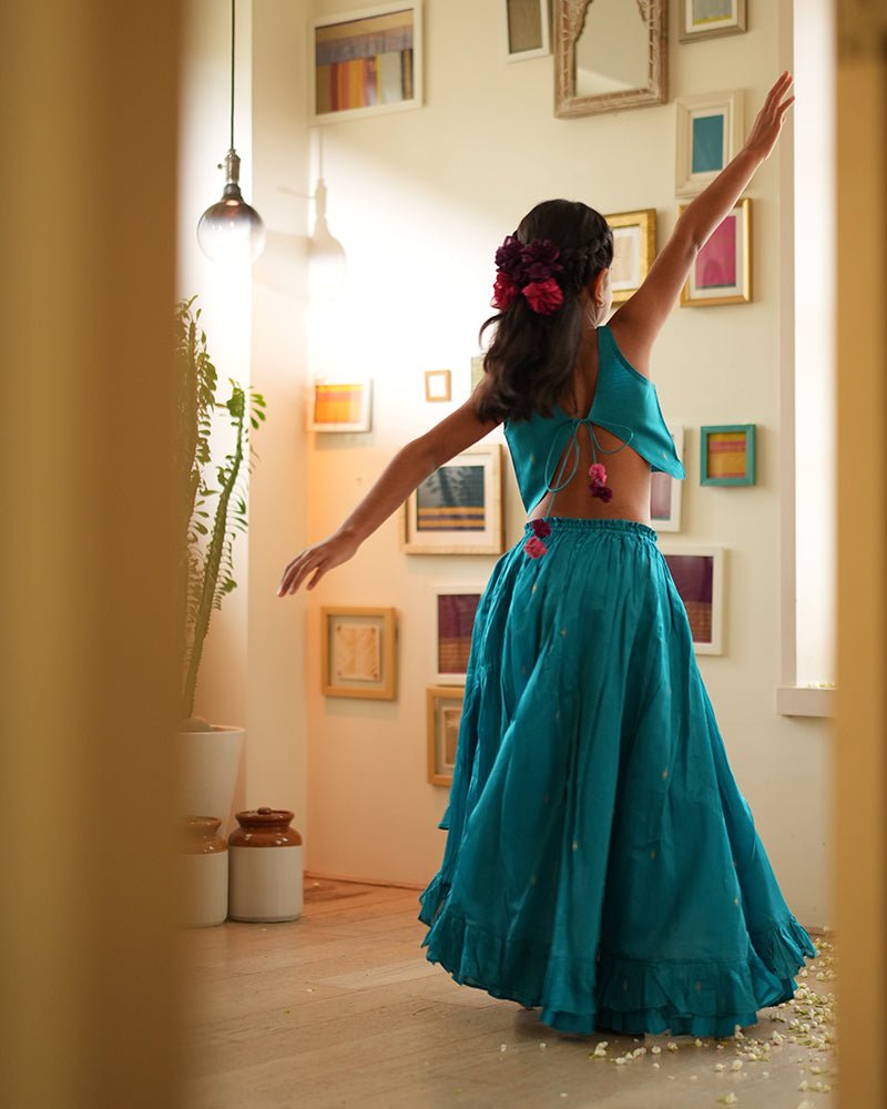 Nilima lehenga set in teal - CiceroniLehenga SetLove The World Today