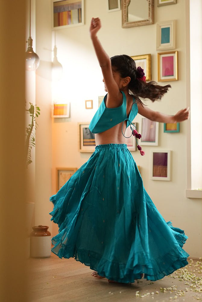 Nilima lehenga set in teal - CiceroniLehenga SetLove The World Today